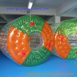 Green and orange entrance TPU inflatable water roller