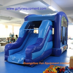 Inflatable bouncer house with slide
