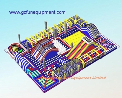 huge inflatable amusement park obstacle course