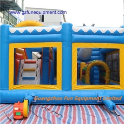 Dolphin inflatable bouncer with jumping slide