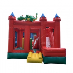 Commercial red bouncy dinosaur castle combo inflatable jumping castle bounce house for sale