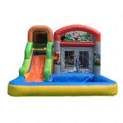 Hot sale inflatable bouncer pool, parrot theme mini castle, inflatable castle combo for summer