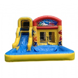Hot sale inflatable bouncer pool, yellow underwater world theme mini castle inflatable jumping castle for sunmer