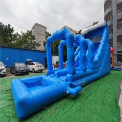 blue inflatable slides